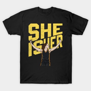 She Is Her - Caitlin Clark - Flat Cartoon Drawing T-Shirt